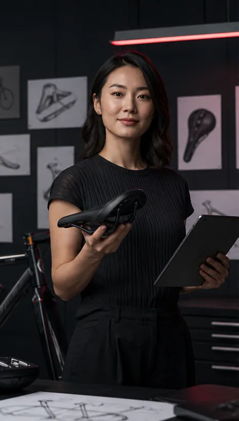 Cycling product designer developing a rider-focused accessory